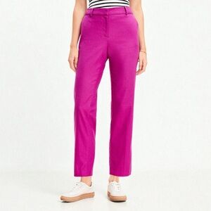 Loft Riveria Slim Pants Linen Blend Magenta Shadow Size 12